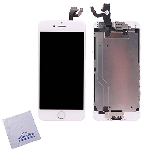 0737069362014 - GROUP VERTICAL® WHITE TOUCH SCREEN DIGITIZER + LCD DISPLAY ASSEMBLY FOR SILVER IPHONE 6 A1549 W SMALL PARTS