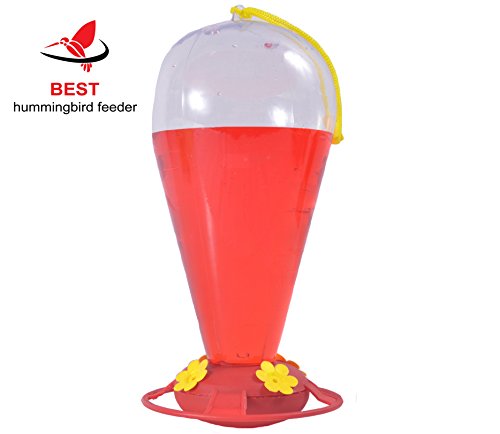 0737079770021 - BEST HUMMINGBIRD FEEDER (LARGE 32-OUNCE CAPACITY) FOR HUMMINGBIRD NECTAR AND HUMINGBIRD FOOD - BRIGHT RED AND YELLOW - LARGE FOR LESS FREQUENT FILLING.