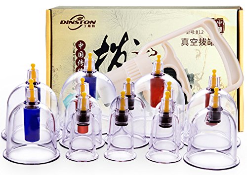 7371101090492 - CHINESE CUPPING THERAPY SET, WITH NIPPLE SUCKER, 12-PIECES SET, BIOMAGNETIC CHINESE BODY THERAPY, PAIN RELIEF, CELLULITE TREATMENT, PROFESSIONAL KIT WITH PUMPING HANDLE