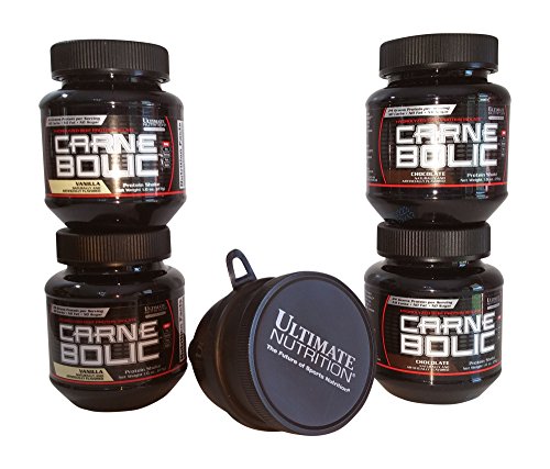 0737123409655 - ULTIMATE NUTRITION CARNE BOLIC BEEF PROTEIN ISOLATE SAMPLES: 2 CHOCOLATE AND 2 VANILLA PLUS FUNNEL WITH PILL CASE