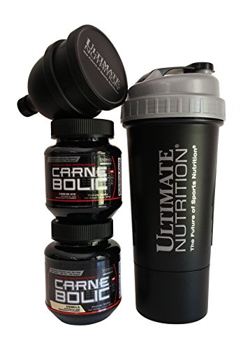 0737123409679 - ULTIMATE NUTRITION CARNEBOLIC SAMPLE PACK-CHOCOLATE AND VANILLA PLUS TYPHOON SHAKER CUP AND FUNNEL WITH PILL CASE