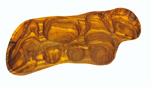 0737123462131 - ARTE LEGNO DIPPING DISH MADE FROM 100% OLIVE WOOD WITH UNIQUE PATTERNING, 6 WELLS