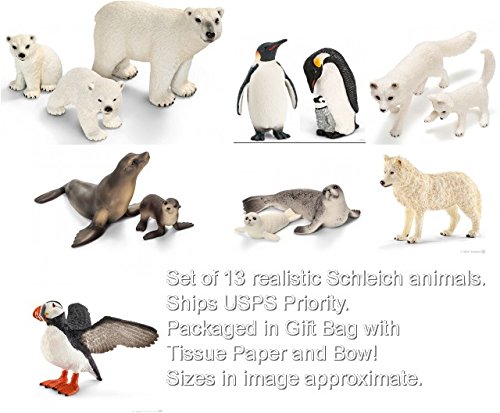 0737212337210 - SCHLEICH ARCTIC/ANTARCTIC LARGE SET OF 13 INCLUDING 2015 ARCTIC WOLF, PENGUINS, SEALS, SEA LIONS, FOXES AND PUFFIN.
