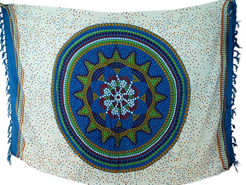 0737212707006 - BALI HANDMADE BLUE INDINA STAR MANDALA CIRCLE SARONG BEACH DRESSES