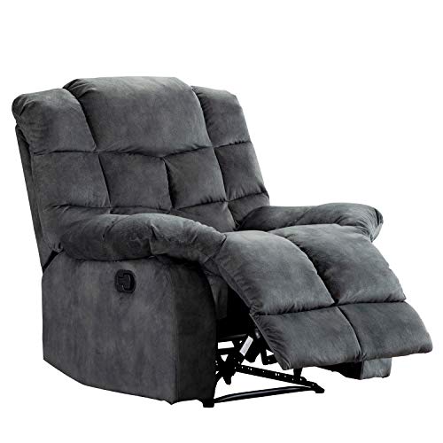 0737311297019 - AWQM RECLINER CHAIR BREATHABLE OVERSTUFFED MANUAL THICKENED HEADREST AND BACK WIDE SEAT SOFA FOR LIVING ROOM, BEDROOM, OFFICE, GREY