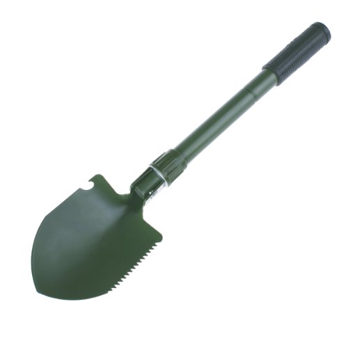 0737382772460 - GENERIC FOLDING BEACH GARDEN ARMY GREEN SHOVEL WITH PICKAXE SAW BOTTLE OPENER AND COMPASS MULTIFUNCTIONAL TOOL