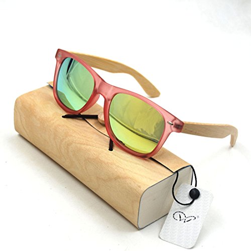 0737420525898 - PLASTIC BAMBOO ARMS SUNGLASSES RED POLARIZED LENSES LUCENCY RED MEN WOMEN SUNGLASSES (PINK, YELLOW)