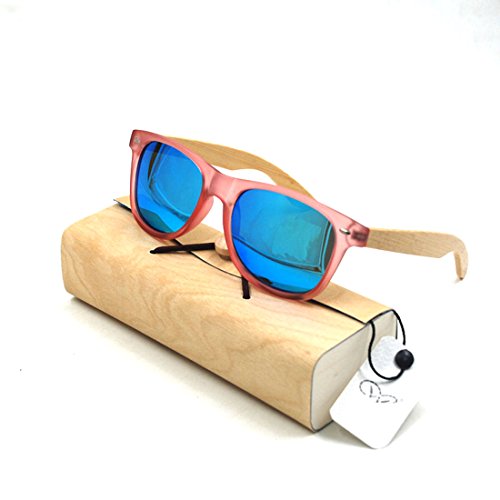 0737420525959 - PLASTIC BAMBOO ARMS SUNGLASSES GREEN POLARIZED LENSES LUCENCY RED MEN WOMEN SUNGLASSES (PINK, BLUE)