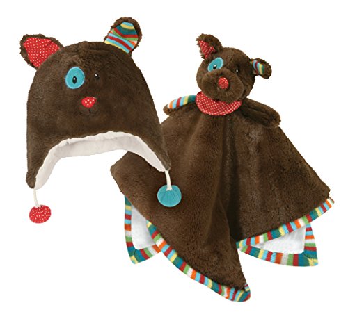 0737505000302 - STEPHAN BABY ULTRA-SOFT CUDDLE BUD SECURITY BLANKET AND MATCHING FUZZY HAT GIFT SET, PIERRE THE DOG