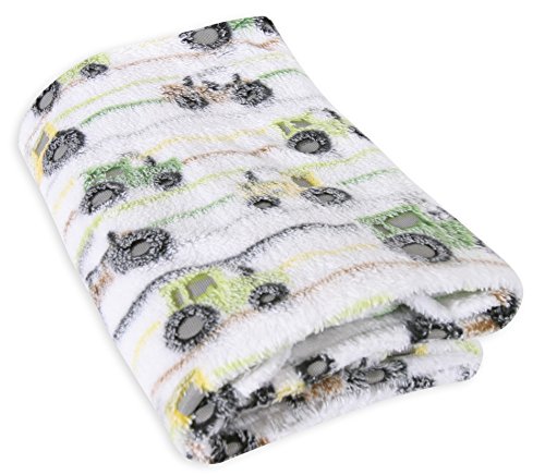 0737505080120 - STEPHAN BABY SUPER-SOFT CORAL FLEECE CRIB BLANKET, DOWN ON THE FARM TRACTOR