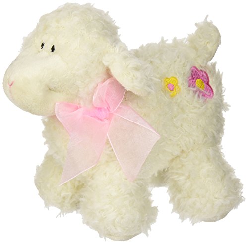 0737505103010 - STEPHAN BABY ULTRA SOFT SHERPA PLUSH DIMPLE LAMB, CREAM WITH PINK BOW