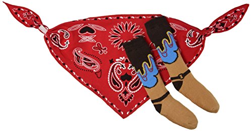 0737505613342 - STEPHAN BABY WILD WEST COLLECTION BANDANA STYLE BIB AND COWBOY BOOT SOCKS SET, 12-18 MONTHS