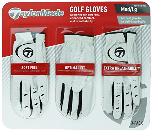 0737839871111 - TAYLORMADE MEN'S GOLF GLOVES, LEATHER PALM PATCH, 3 PACK (LARGE)