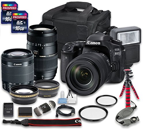 0737946179186 - CANON EOS 80D DSLR CAMERA BUNDLE WITH CANON EF-S 18-55MM F/3.5-5.6 IS STM LENS + TAMRON ZOOM TELEPHOTO AF 70-300MM F/4-5.6 MACRO AUTOFOCUS LENS + 2 PC 16 GB MEMORY CARD + CAMERA CASE