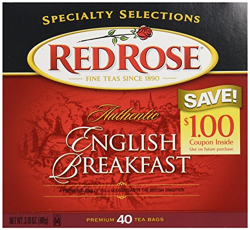 0737989240843 - RED ROSE ENGLISH BREAKFAST TEA BAGS - 2 BOXES, 40 TEA BAGS EACH BOX