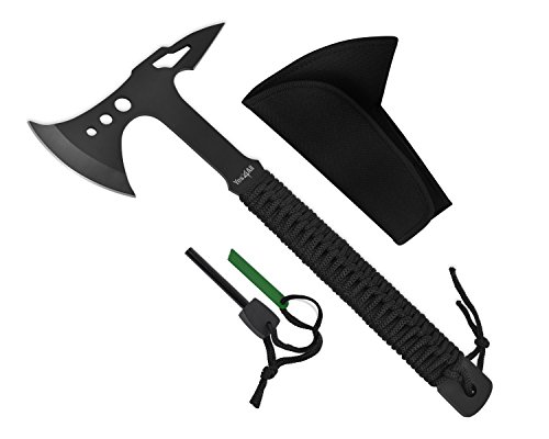 0737993598077 - YES4ALL CAMPING HUNTING SURVIVAL FULL TANG AXE W/ SPIKE H269 WITH FIRE STARTER - ²H42IZ