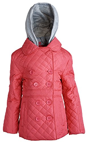 0738042232447 - URBAN REPUBLIC BABY GIRLS PADDED QUILTED SPRING JACKET WITH KNIT DETACHABLE HOOD - HOT PINK (24 MONTHS)