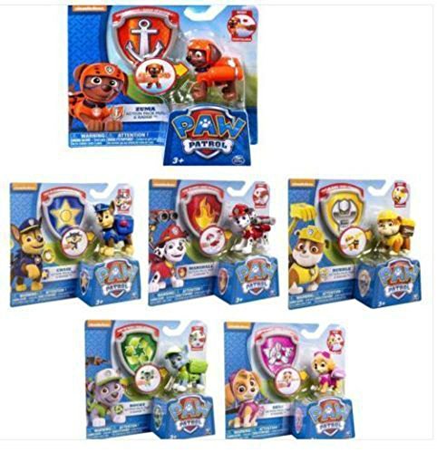 0738095180733 - 6PCS PAW PATROL ZUMA ACTION PACK PUP & BADGE SHIELD PUPS BACKPACK PROJECTILE TOY