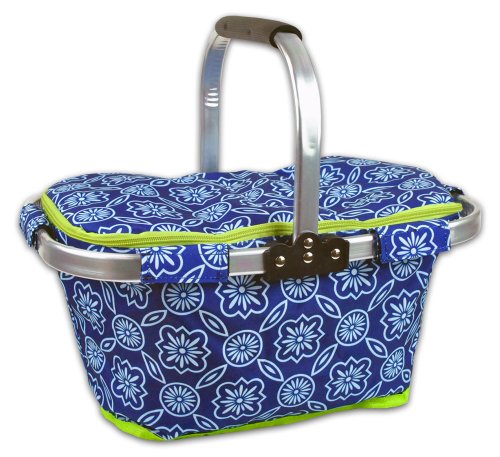 0738215330543 - DII INSULATED MARKET BASKET OR PICNIC TOTE, PERFECT FOR HOLIDAYS PARTIES,FARMERS MARKETS,BBQ'S, GROCERY SHOPPING, POTLUCKS,TO GO LUNCHES, CRAFT/DISH STORAGE & MONOGRAMMING-GARDEN LATTICE BLUE/WHITE
