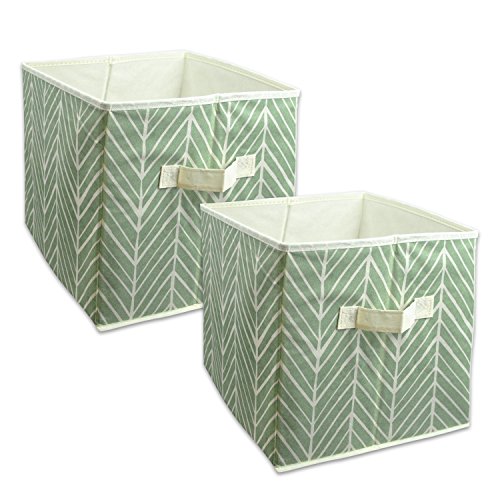 0738215350688 - DII FOLDABLE FABRIC STORAGE CONTAINERS FOR NURSERIES, OFFICES, CLOSETS, HOME DÉCOR, CUBE ORGANIZERS & EVERYDAY STORAGE NEEDS, (LARGE - 11 X 11 X 11) HERRINGBONE MINT - SET OF 2