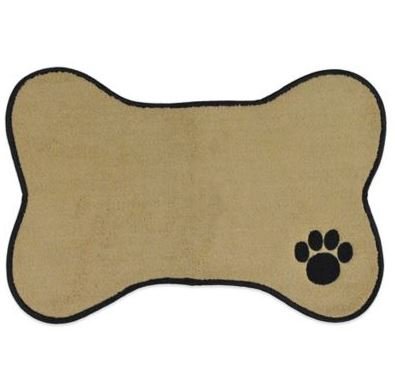 0738215781628 - BONE SHAPE EMBROIDERED PET FEEDING PLACEMAT BROWN
