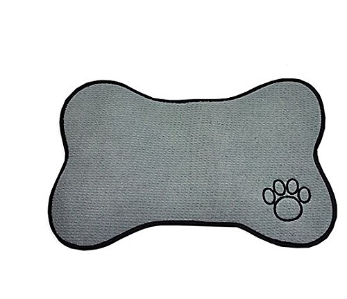 0738215803726 - BONE SHAPE EMBROIDERED PET FEEDING PLACEMAT GREY