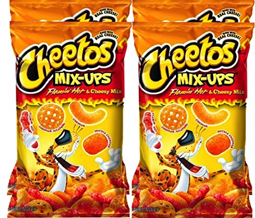 0738246384775 - CHEETOS MIX-UPS FLAMIN' HOT & CHEEZY MIX PERFECT PARTY SNACK OR HOME SNACKS MADE WITH REAL CHEESE 8 OUNCE BAGS (PACK OF 4)