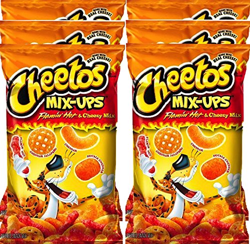 0738246384782 - CHEETOS MIX-UPS FLAMIN' HOT & CHEEZY MIX PERFECT PARTY SNACK OR HOME SNACKS MADE WITH REAL CHEESE 8 OUNCE BAGS (PACK OF 6)