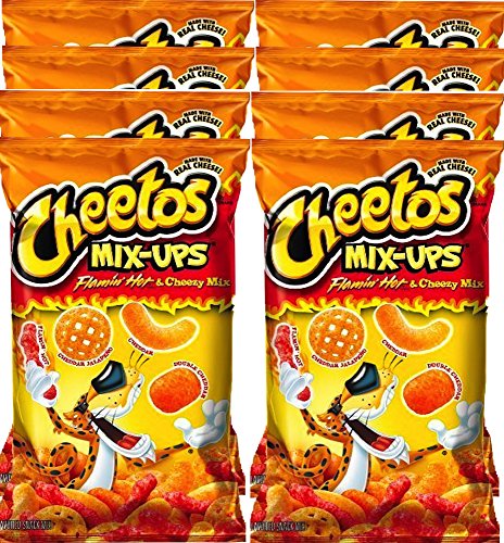 0738246384799 - CHEETOS MIX-UPS FLAMIN' HOT & CHEEZY MIX PERFECT PARTY SNACK OR HOME SNACKS MADE WITH REAL CHEESE 8 OUNCE BAGS (PACK OF 8)
