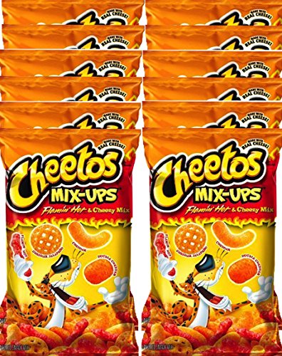 0738246384805 - CHEETOS MIX-UPS FLAMIN' HOT & CHEEZY MIX PERFECT PARTY SNACK OR HOME SNACKS MADE WITH REAL CHEESE 8 OUNCE BAGS (PACK OF 12)