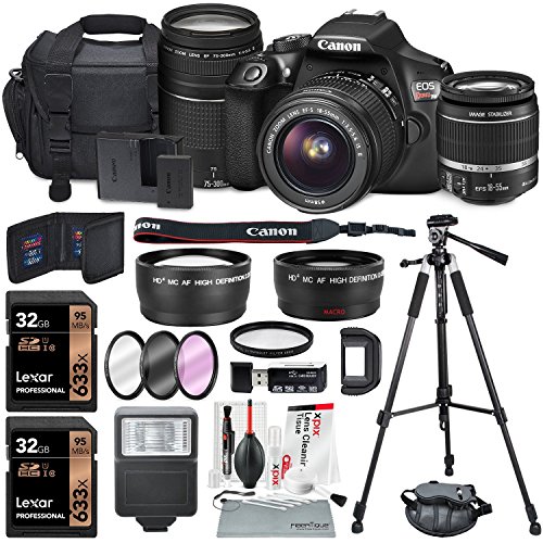 0738283382215 - CANON EOS REBEL T6 DSLR CAMERA BUNDLE WITH EF-S 18-55MM F/3.5-5.6 IS II LENS, EF 75-300MM F/4-5.6 III LENS AND ACCESSORIES (18 ITEMS)