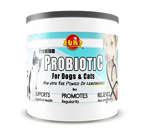 0738283600814 - JUMP 4+1 PREMIUM PROBIOTICS FOR DOGS & CATS- POWDER FOR DIGESTION PROMOTES IMMUNE SYSTEM, DIGESTIVE HEALTH- RELIEVES DIARRHEA, VOMITING, GAS, UPSET STOMACH, ITCH RELIEF - TASTELESS, ODORLESS - 8 OZ