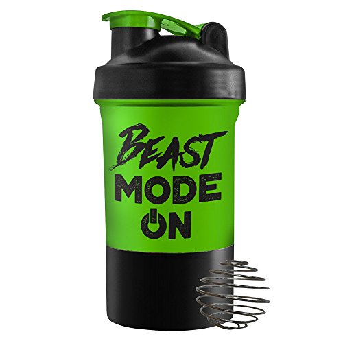 0738417355337 - GREEN BLENDER CUP - BEAST MODE ON - 2 COMPARTMENTS - POWERFOODS