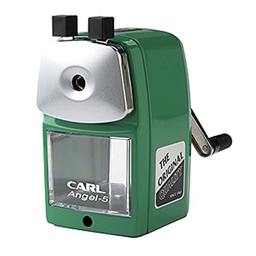0738435605018 - CARL A-5 PENCIL SHARPENER, GREEN. QUIET FOR OFFICE AND HOME DESKS, SCHOOL CLASSROOM. ANGEL-5
