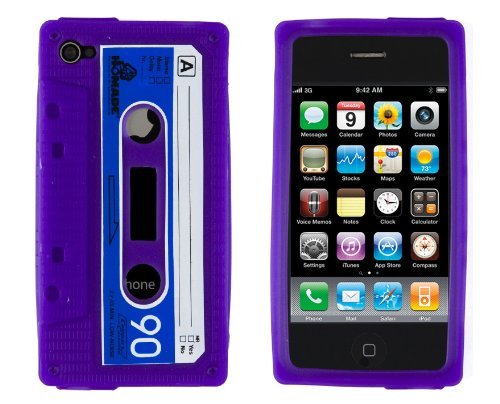 0738435799403 - SOFT CASSETTE TAPE CASE FOR APPLE IPHONE 4-FITS AT&T MODEL - PURPLE
