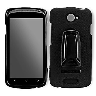 0738516381923 - BODY GLOVE HTC ONE S 4G T-MOBILE HARD SHIELD SHELL COVER SNAP ON CASE WITH KICKSTAND AND BELT CLIP FOR HTC ONE S T-MOBILE ONLY BODYGLOVE - BLACK