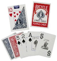 0073854000885 - BICYCLE POKER SIZE JUMBO INDEX PLAYING CARDS (COLORS MAY VARY)