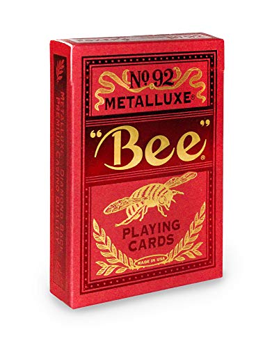 0073854093726 - BEE METALLUXE PLAYING CARDS - RED FOIL DIAMOND BACK, STANDARD INDEX