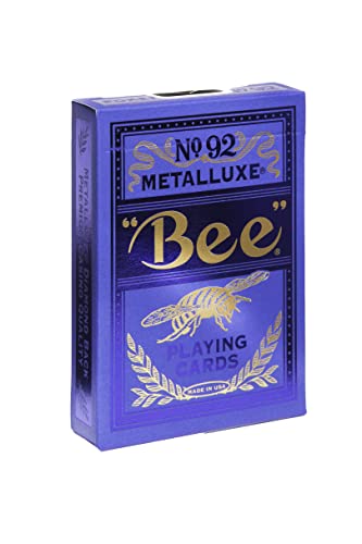 0073854094020 - BEE METALLUXE PLAYING CARDS - BLUE FOIL DIAMOND BACK, STANDARD INDEX