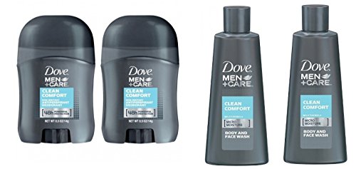 0738676953268 - DOVE MEN + CARE CLEAN COMFORT MICRO MOISTURE MILD BODY AND FACE WASH TRAVEL SIZE 3 OZ (PACK OF 2) + DOVE MEN+CARE CLEAN COMFORT ANTI-PERSPIRANT DEODORANT TRAVEL SIZE - 0.5 OZ (PACK OF 2)