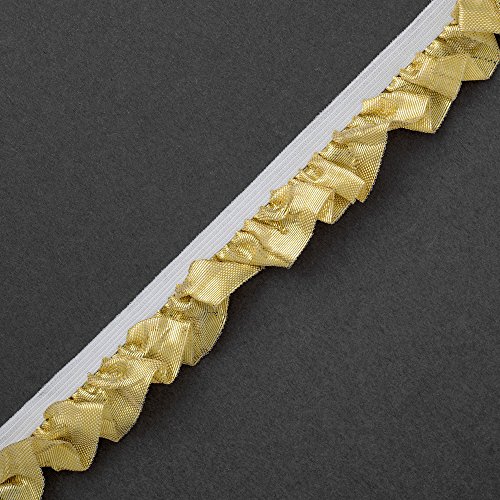 0738759711624 - 2 YARDS RUFFLED STRECH TRIM FOR COSTUME, CRAFTS AND SEWING, 7/8 INCH, GOLD, TR-11009