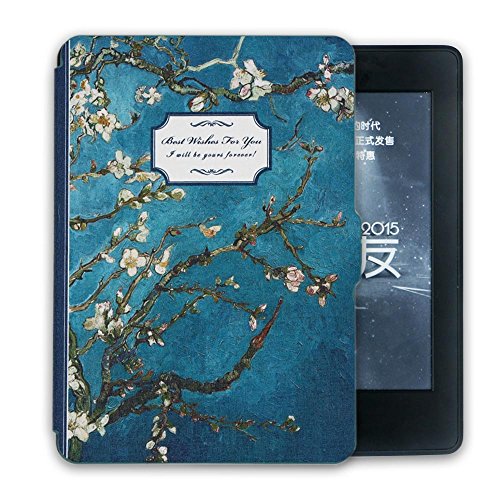 0738770054557 - KANDOUREN KINDLE PAPERWHITE CASE - VAN GOGH APRICOT BLOSSOM ART SKIN,LIGHT SLIM LEATHER COVER WITH AUTOWAKE(FIT 6 INCH 6TH GENERATION AMAZON KINDLE PAPERWHITE 2013 2015),GREEN COLOR BOOK