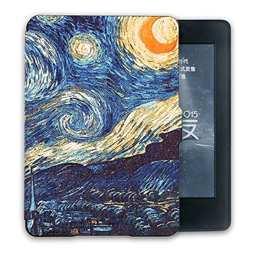 0738770054564 - KANDOUREN KINDLE PAPERWHITE CASE - VAN GOGH STARRY NIGHT SMARTSHELL,LIGHT SLIM LEATHER COVER WITH AUTOWAKE(FIT 6 INCH AMAZON KINDLE PAPERWHITE 2013 2015),BLUE COLOR BOOK