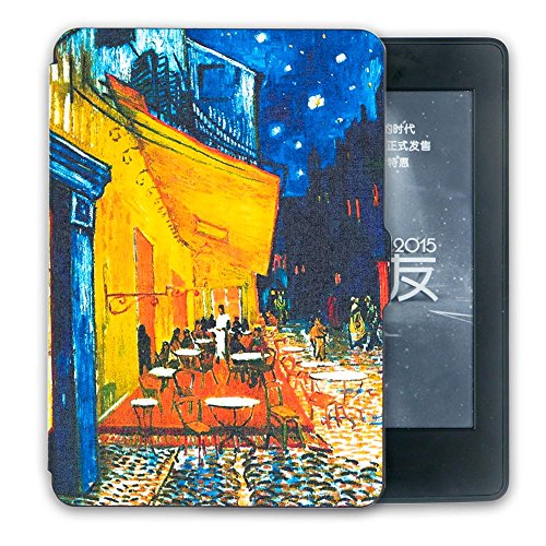 0738770054632 - KANDOUREN AMAZON KINDLE PAPERWHITE CASE - COFFEE SHOP UNIQUE ART SKIN,LIGHTED SLIM LEATHER COVER WITH AUTOWAKE(FIT 6 INCH 6TH GENERATION NEW KINDLE PAPERWHITE 2013 2015),BLUE COLOR BOOK