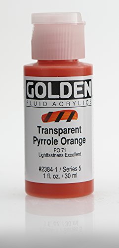 0738797238411 - GOLDEN FLUID ACRYLIC PAINT 1 OUNCE-TRANSPARENT PYRROLE ORANGE