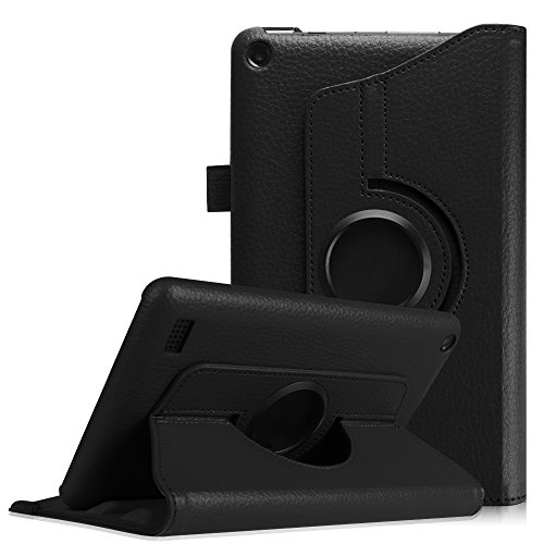 0738878696543 - FINTIE ROTATING CASE FOR FIRE 7 2015 - PREMIUM PU LEATHER 360 DEGREE ROTATING COVER SWIVEL STAND FOR AMAZON FIRE 7 TABLET (WILL ONLY FIT FIRE 7 DISPLAY 5TH GENERATION - 2015 RELEASE), BLACK