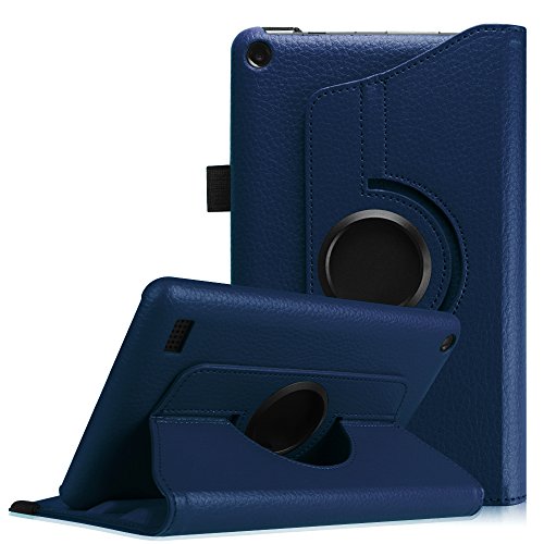 0738878696598 - FINTIE ROTATING CASE FOR FIRE 7 2015 - PREMIUM PU LEATHER 360 DEGREE ROTATING COVER SWIVEL STAND FOR AMAZON FIRE 7 TABLET (WILL ONLY FIT FIRE 7 DISPLAY 5TH GENERATION - 2015 RELEASE), NAVY