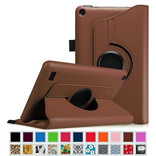 0738878696635 - FINTIE ROTATING CASE FOR FIRE 7 2015 - PREMIUM PU LEATHER 360 DEGREE ROTATING COVER SWIVEL STAND FOR AMAZON FIRE 7 TABLET (WILL ONLY FIT FIRE 7 DISPLAY 5TH GENERATION - 2015 RELEASE), BROWN