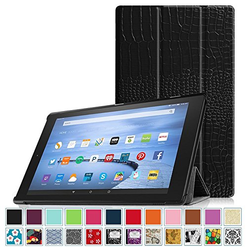 0738878697533 - FINTIE SMARTSHELL CASE FOR FIRE HD 10 - ULTRA SLIM LIGHTWEIGHT STANDING COVER WITH AUTO WAKE / SLEEP FOR AMAZON FIRE HD 10 TABLET (10.1 HD DISPLAY 5TH GENERATION - 2015 RELEASE), CROCODILE BLACK