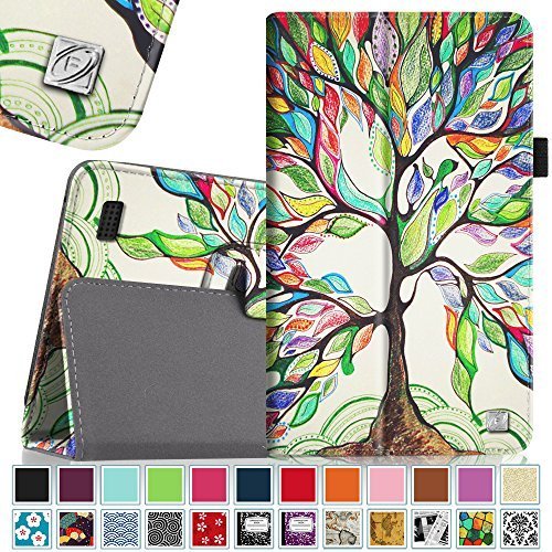 0738878698684 - FINTIE FIRE 7 2015 CASE - SLIM FIT FOLIO PREMIUM VEGAN LEATHER STANDING PROTECTIVE COVER CASE FOR AMAZON FIRE 7 TABLET (WILL ONLY FIT FIRE 7 DISPLAY 5TH GENERATION - 2015 RELEASE), LOVE TREE